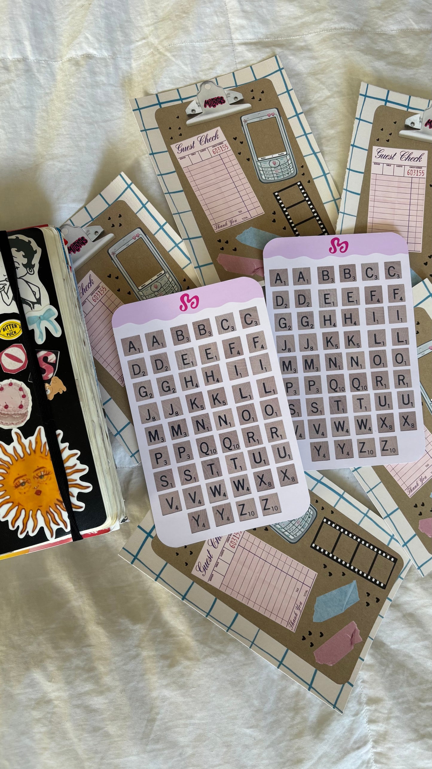 Scrabble letters sticker sheet
