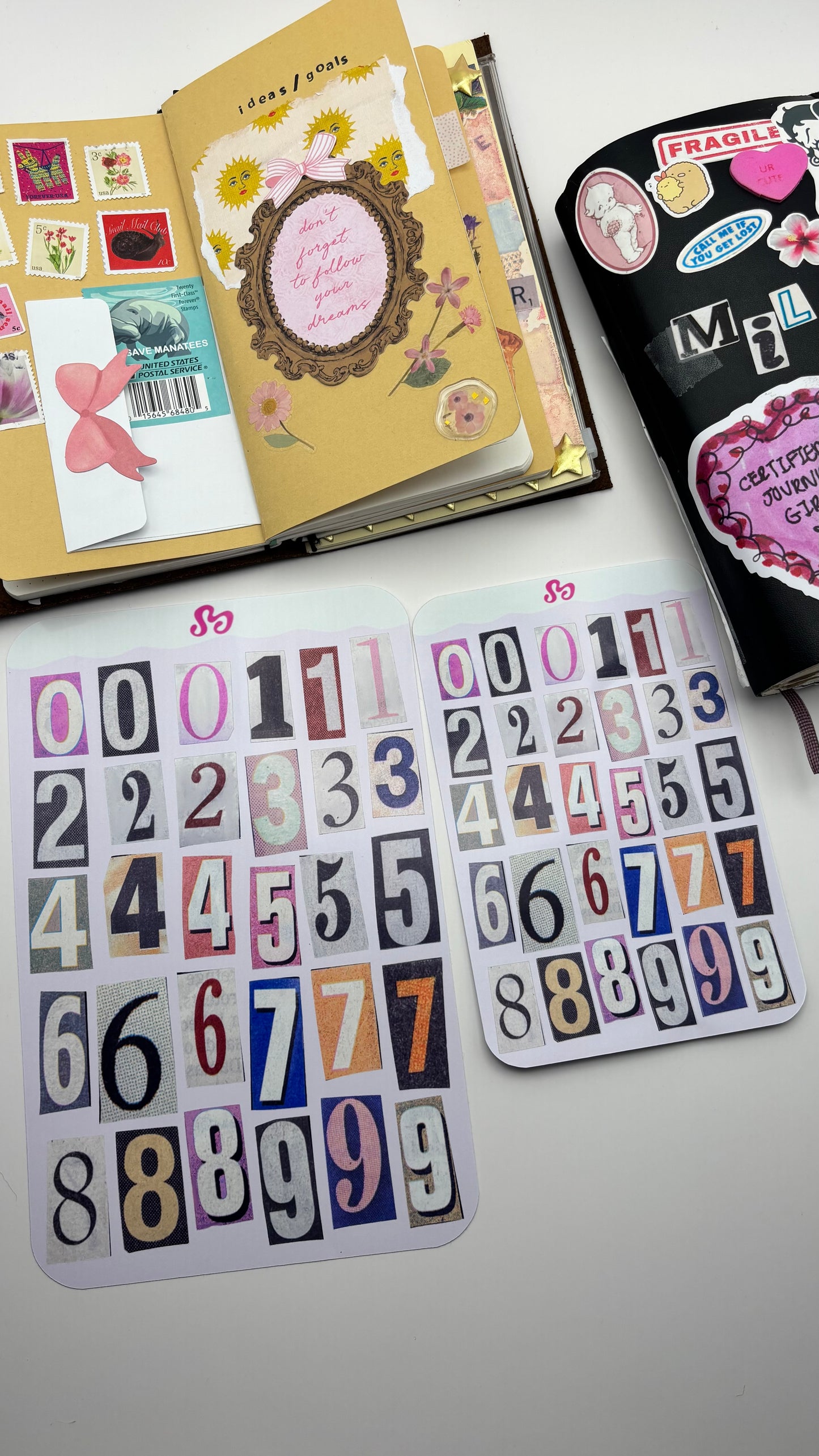 Vintage numbers sticker sheet