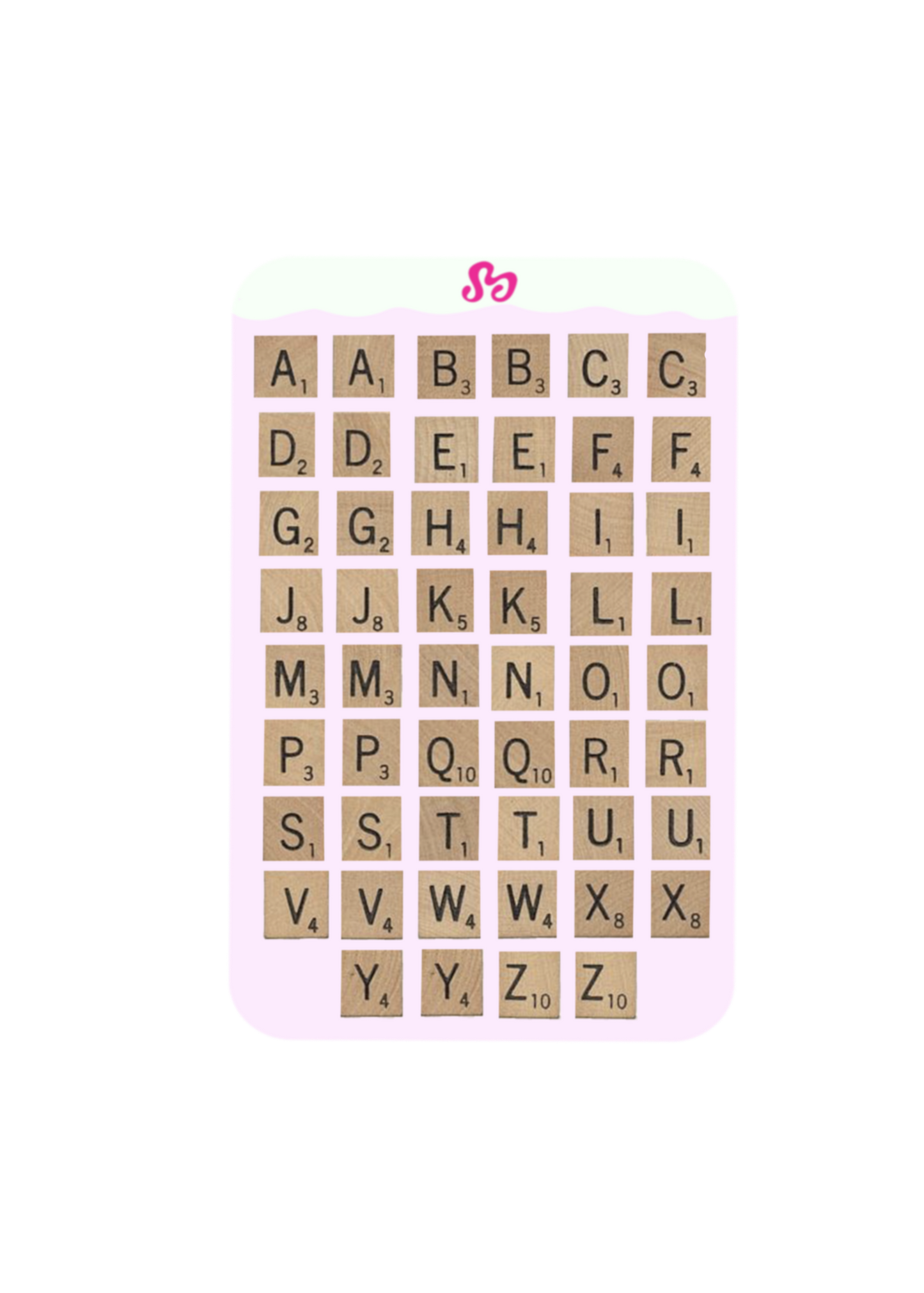 Scrabble letters sticker sheet