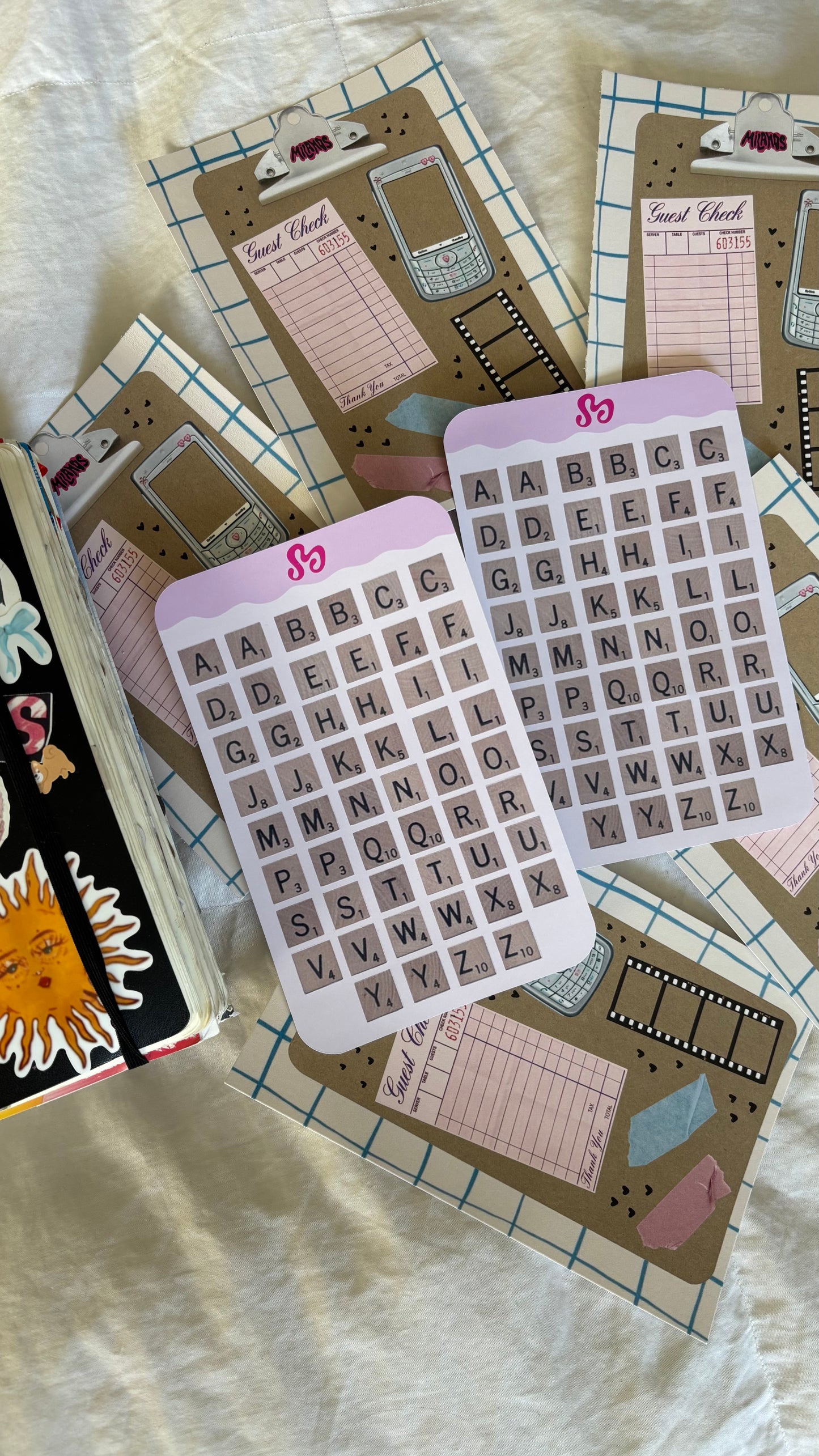 Scrabble letters sticker sheet