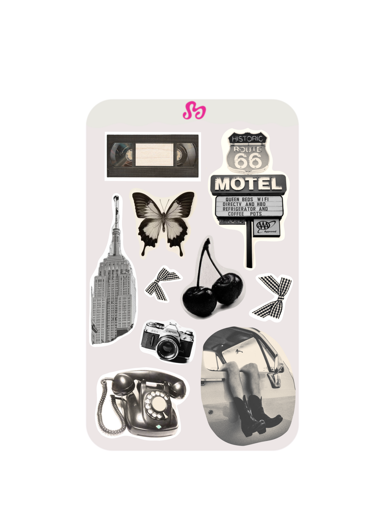 Black and white sticker sheet