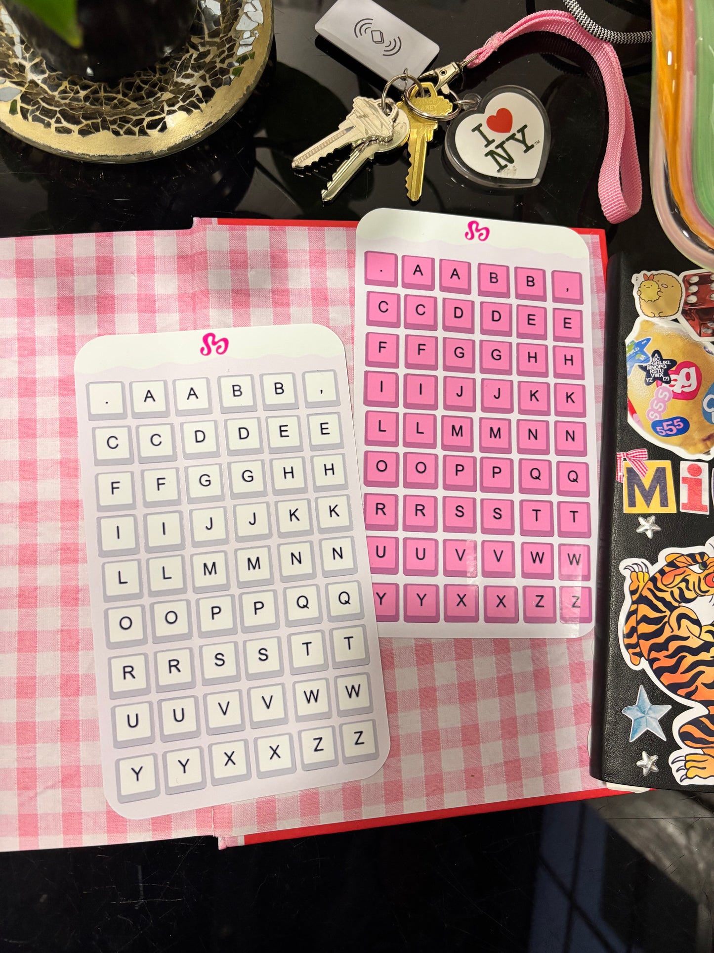 Vintage keyboard letter sticker sheet