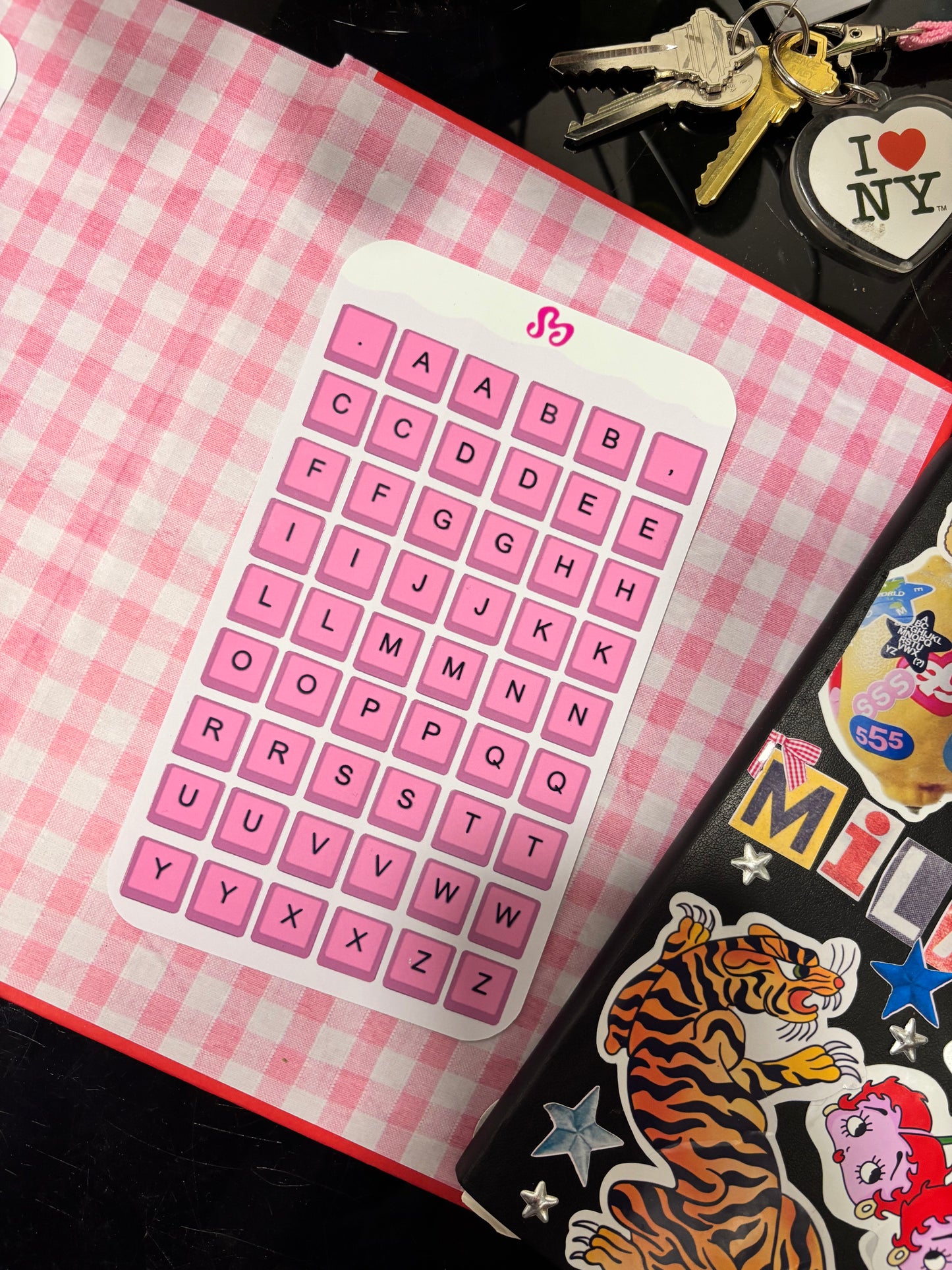 Vintage keyboard letter sticker sheet