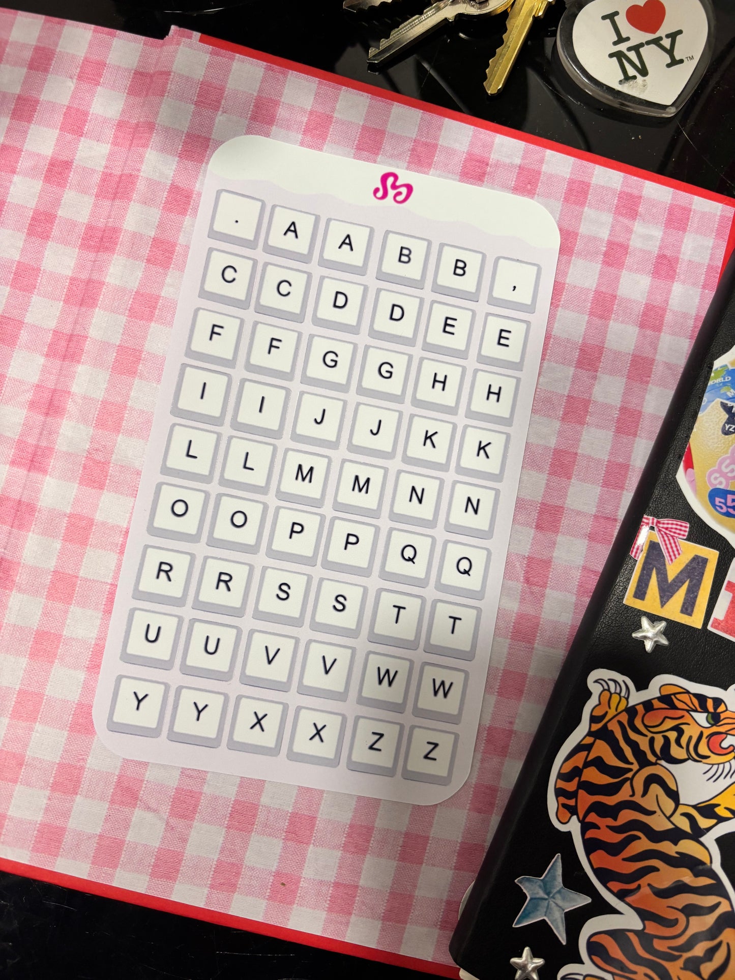 Vintage keyboard letter sticker sheet