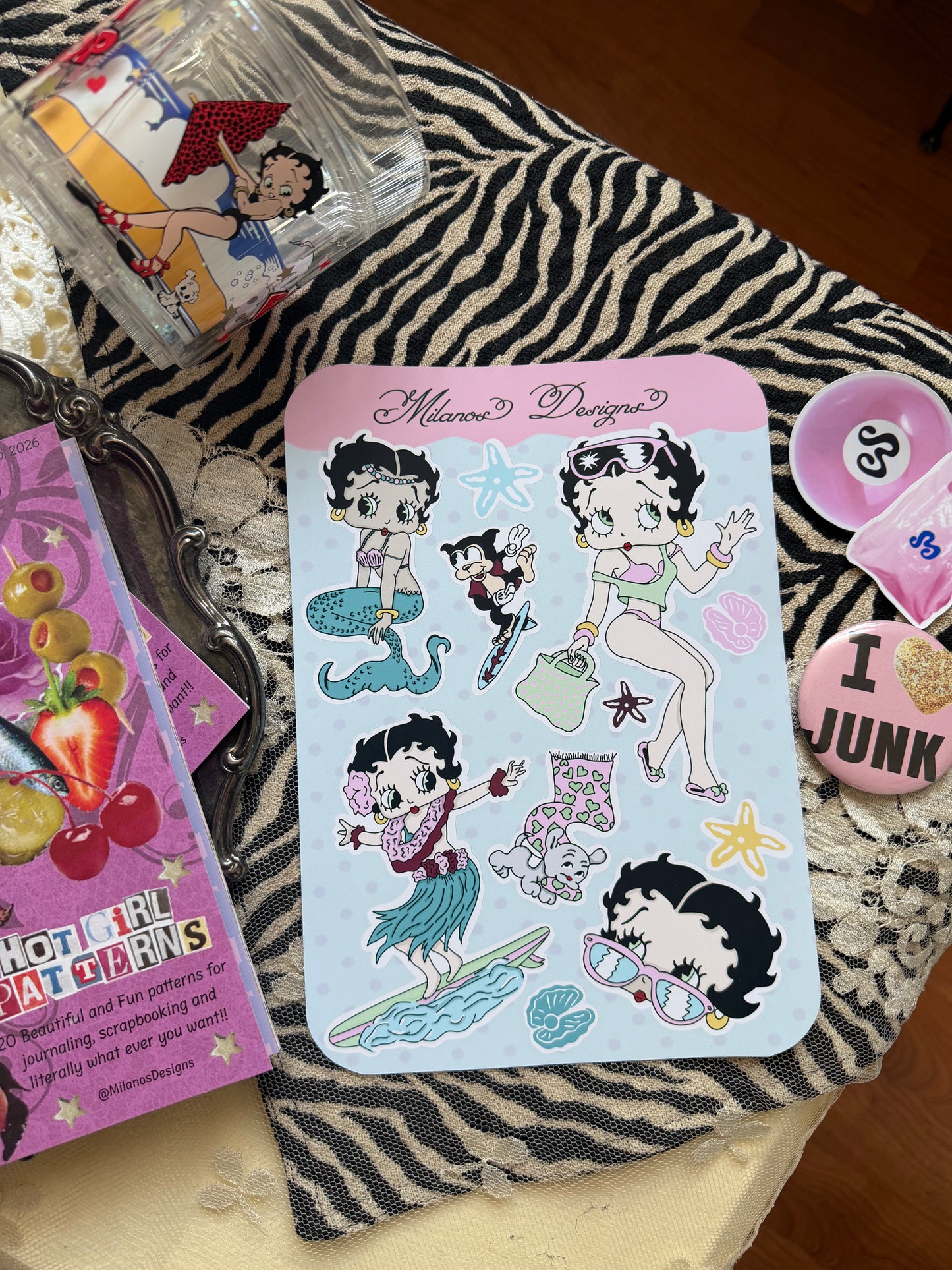 Betty beach sticker sheet