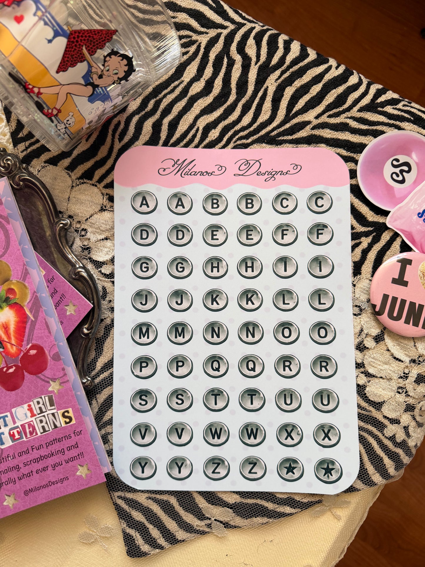 Stud letters sticker sheet