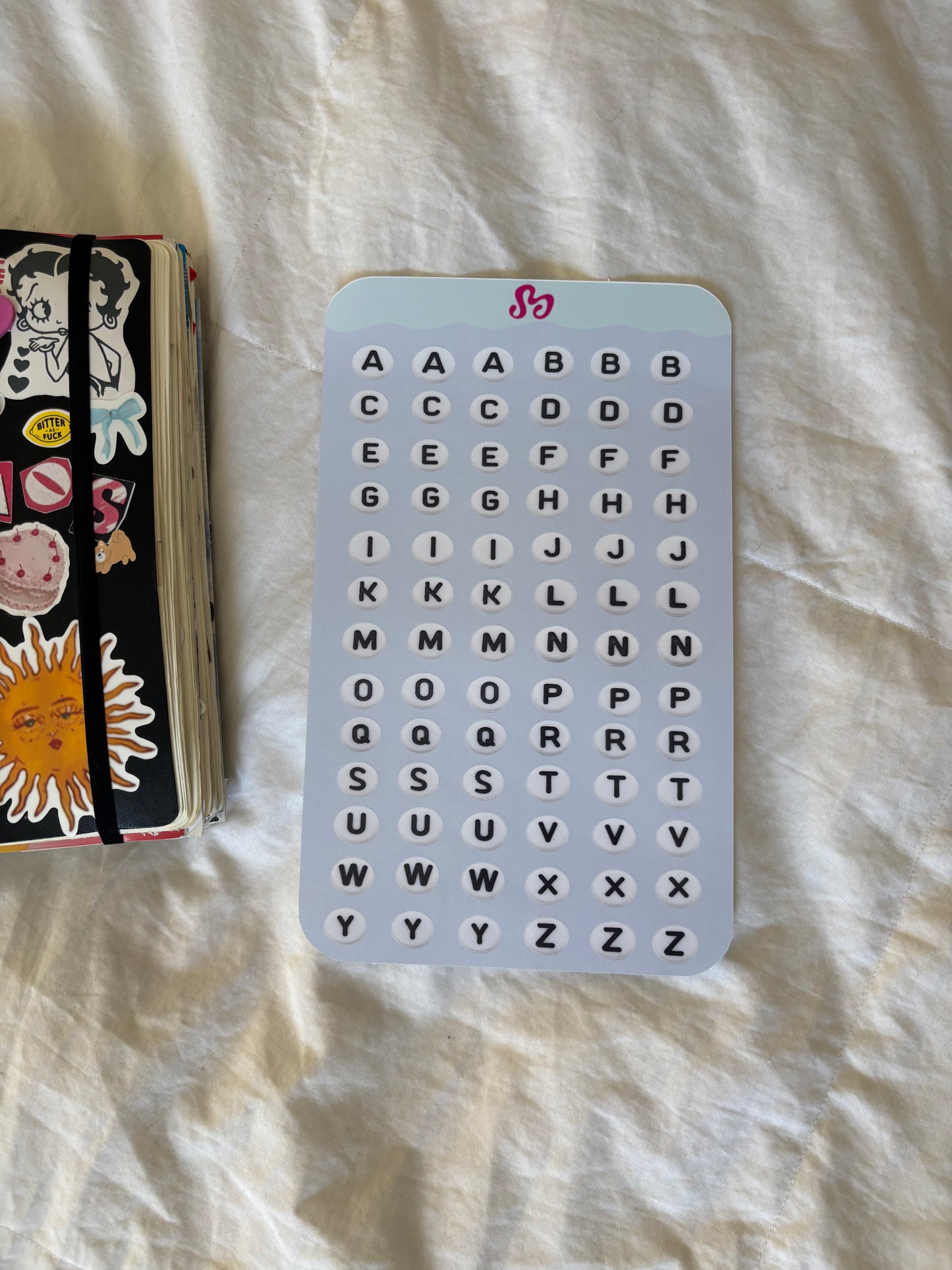 Bead letters sticker sheet