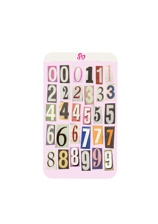 Vintage numbers sticker sheet