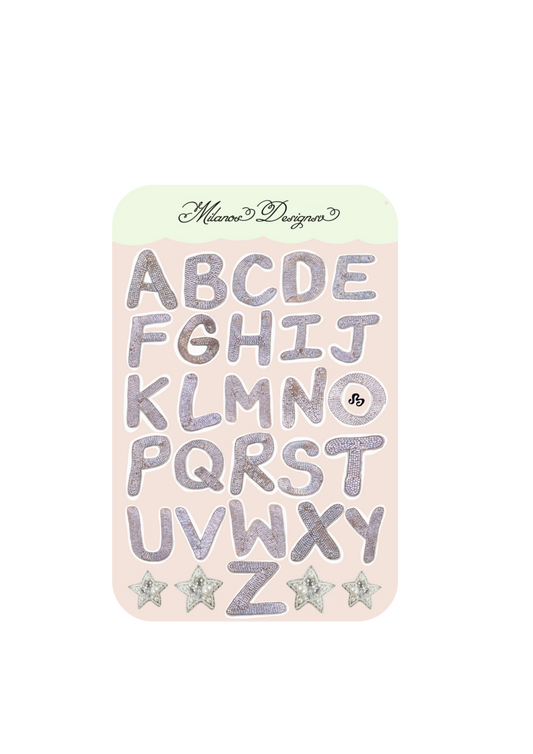Glitter letter sticker sheet