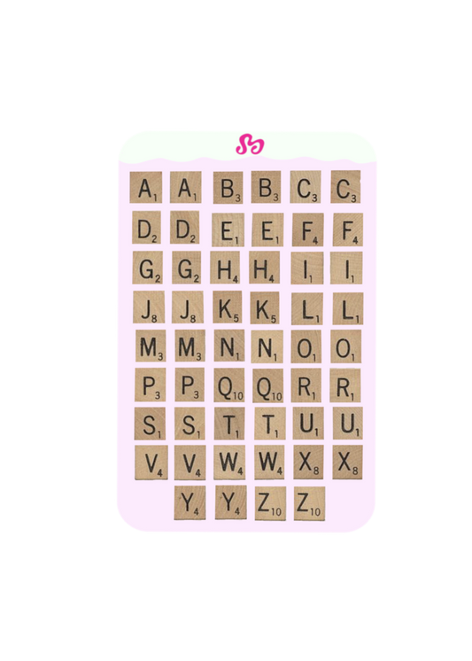 Scrabble letters sticker sheet