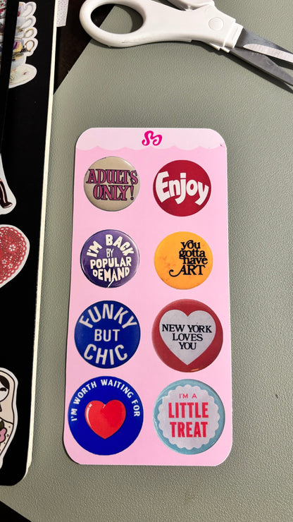 Vintage pins sticker sheet