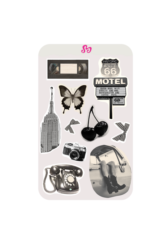 Black and white sticker sheet