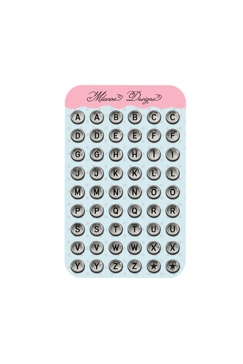 Stud letters sticker sheet