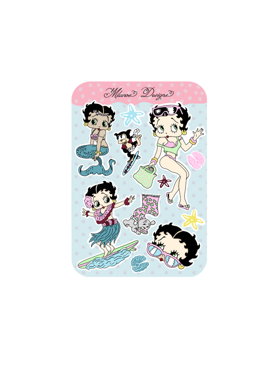 Betty beach sticker sheet