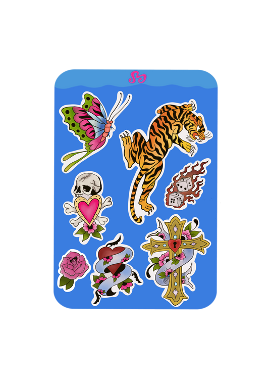XL Y2K party sticker sheet