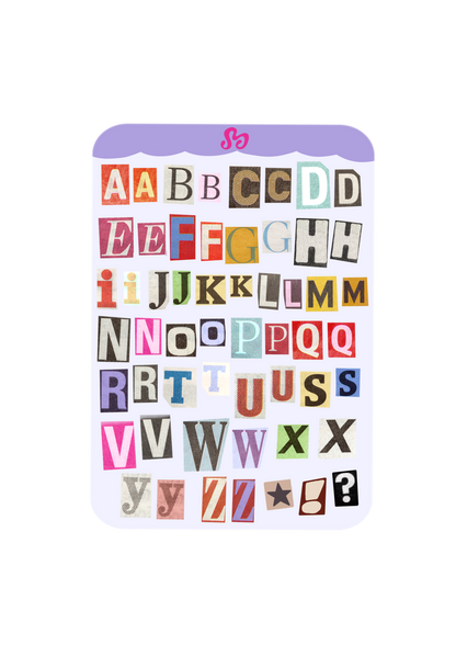 Ransom letters sticker sheet