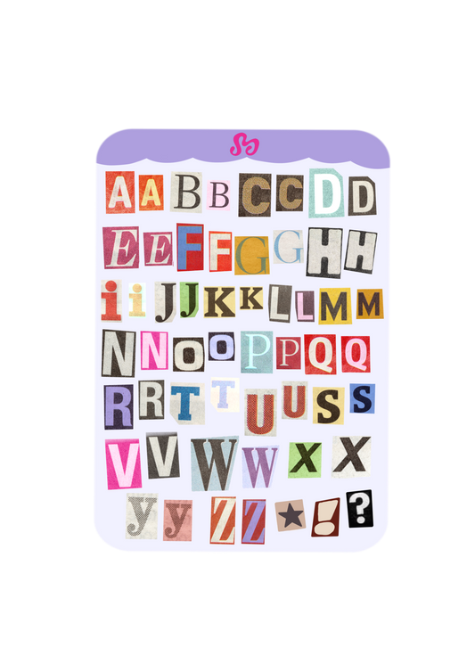 Ransom letters sticker sheet