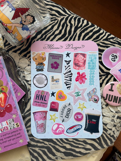 It girl summer sticker sheet