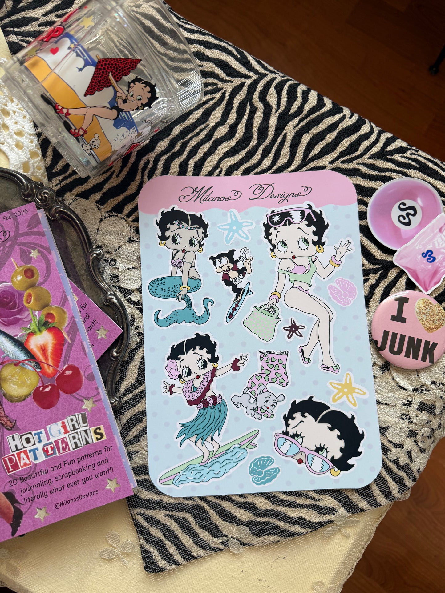 Betty beach sticker sheet