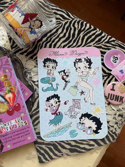 Betty beach sticker sheet