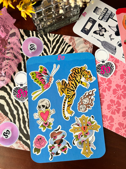XL Y2K party sticker sheet