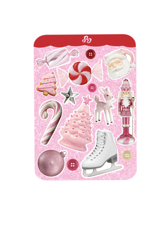 Pink Christmas sticker sheet
