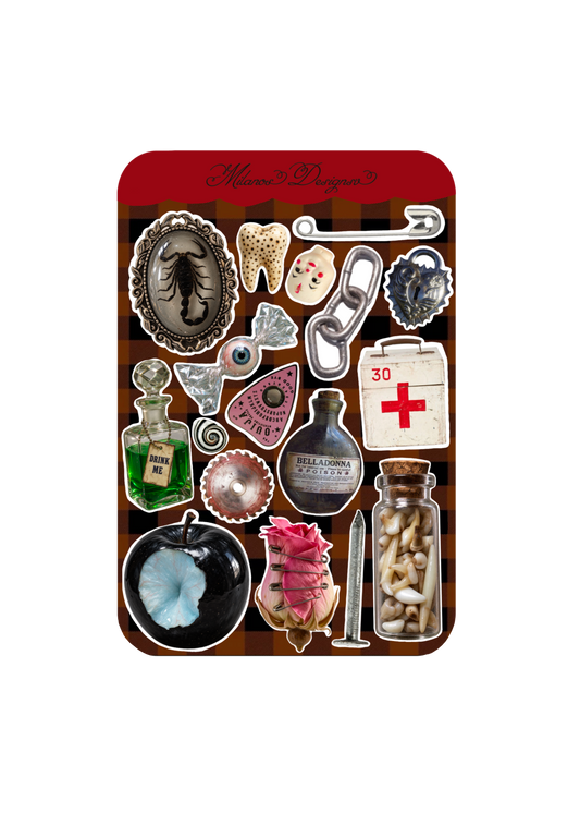 Inside a witches bag Sticker Sheet
