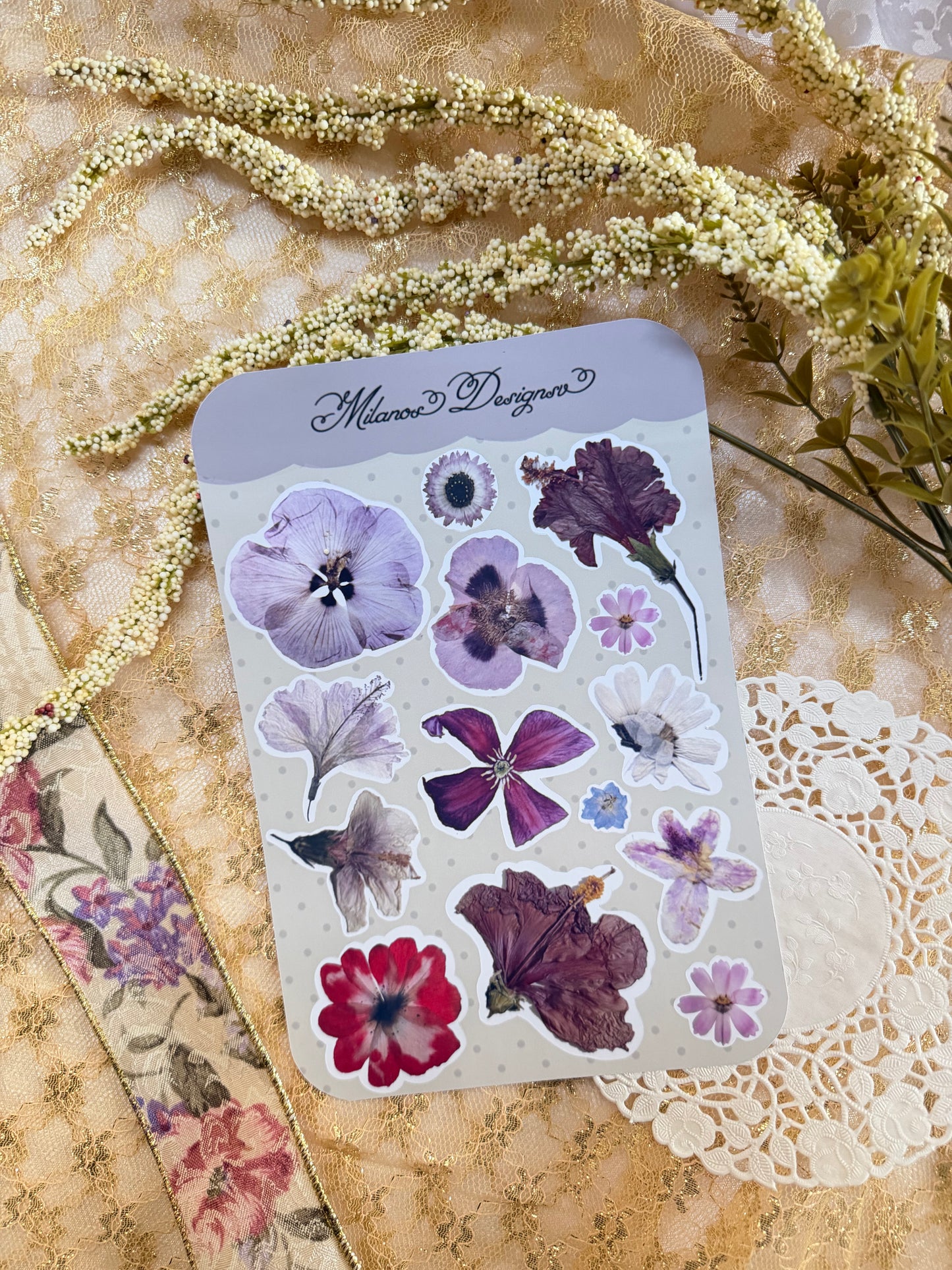 Dried flowers sticker sheet