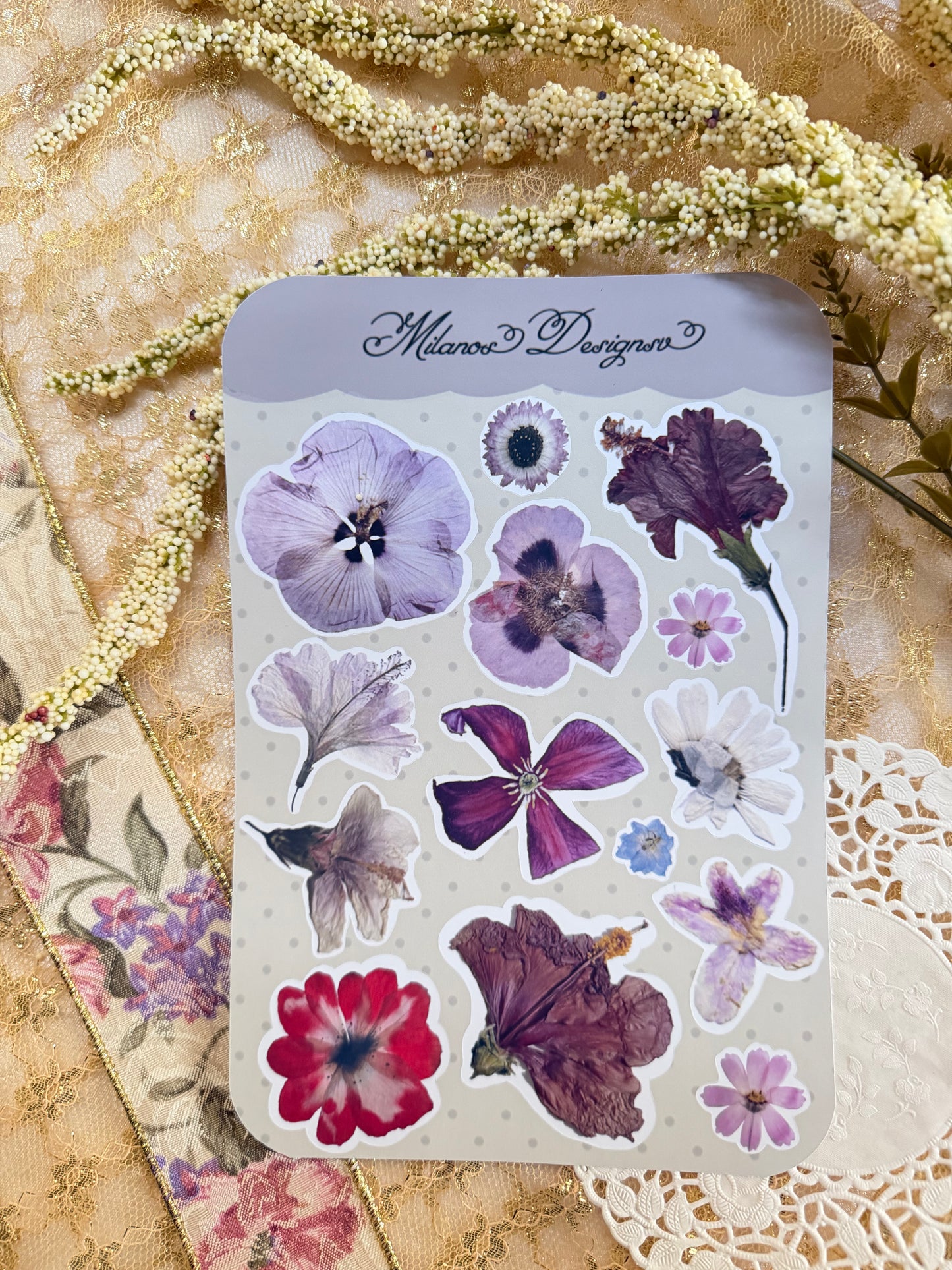 Dried flowers sticker sheet
