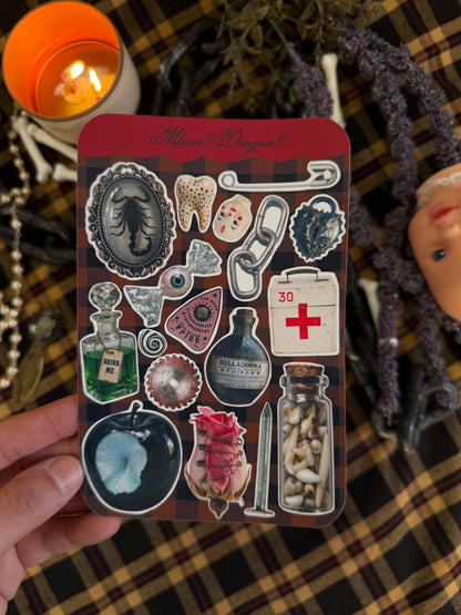 Inside a witches bag Sticker Sheet