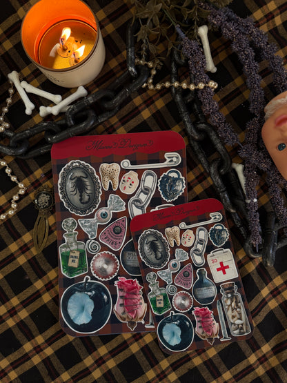 Inside a witches bag Sticker Sheet
