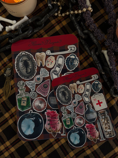 Inside a witches bag Sticker Sheet