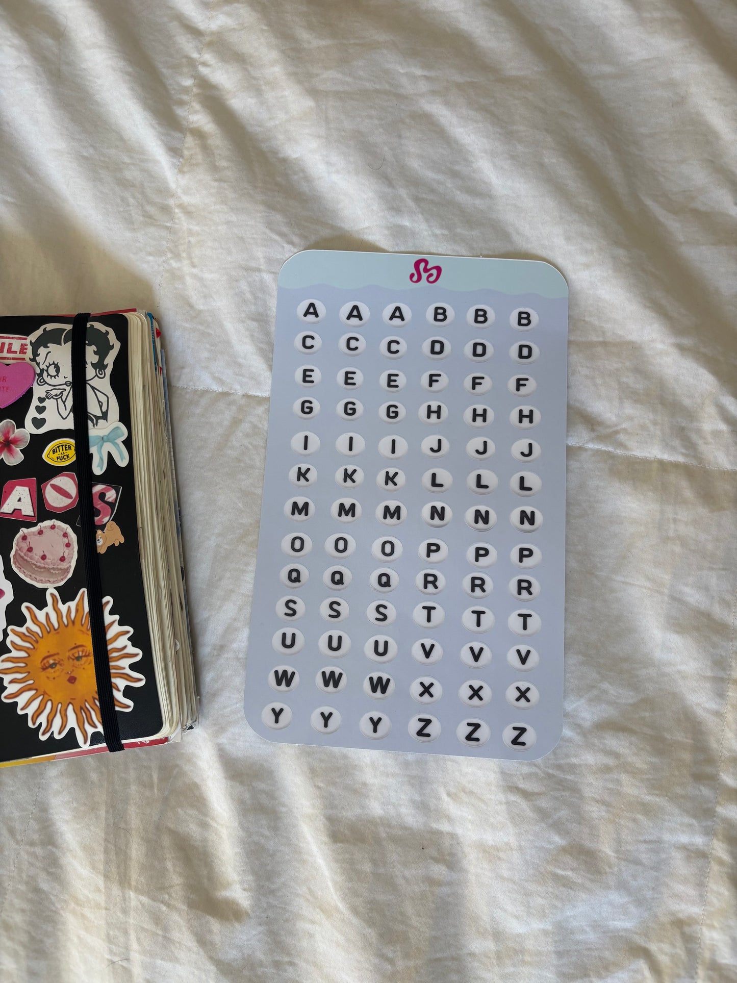 Bead letters sticker sheet