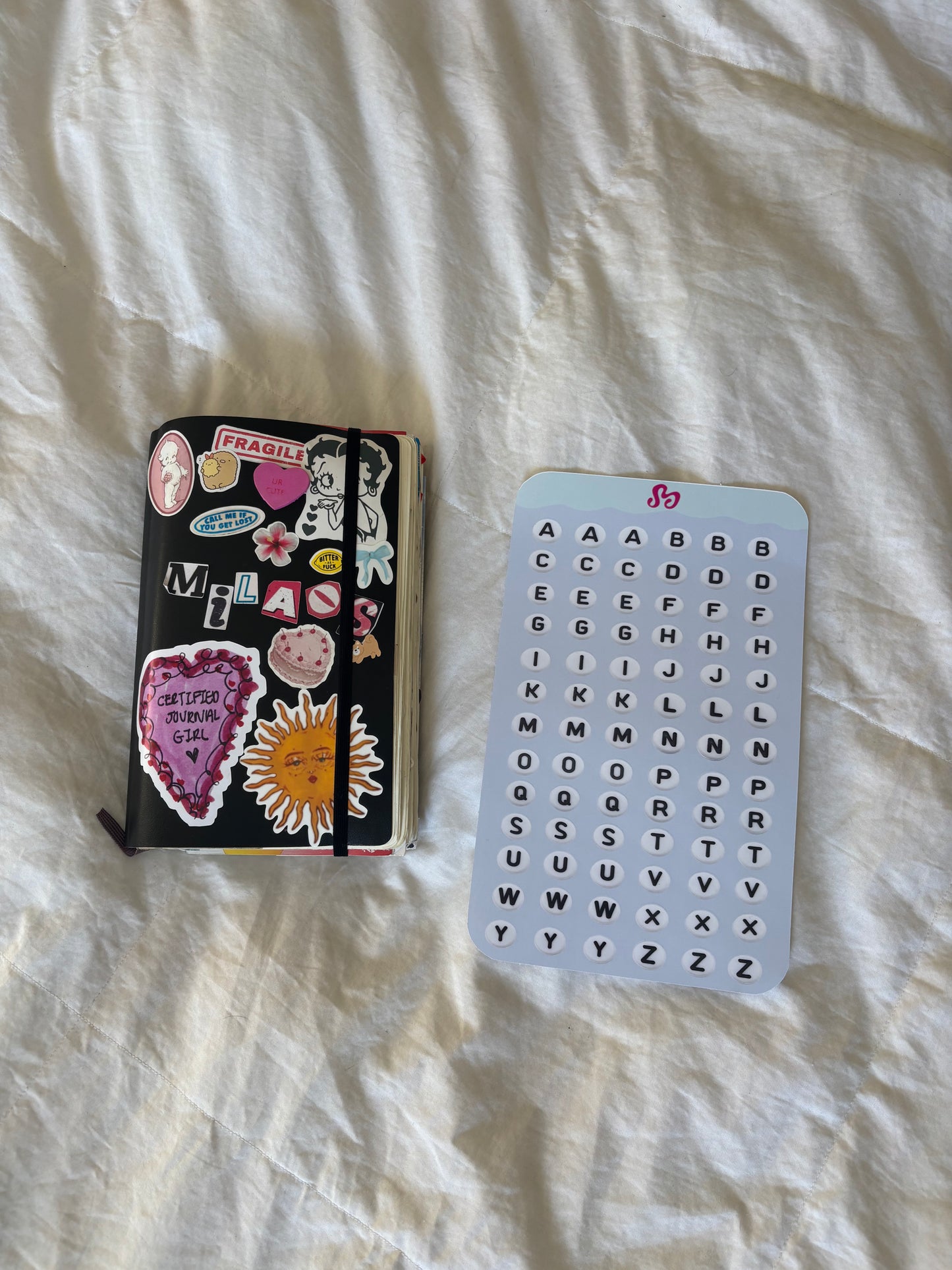 Bead letters sticker sheet