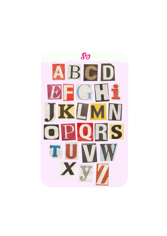 "Vintage letters"  Sticker Sheet (2pc)