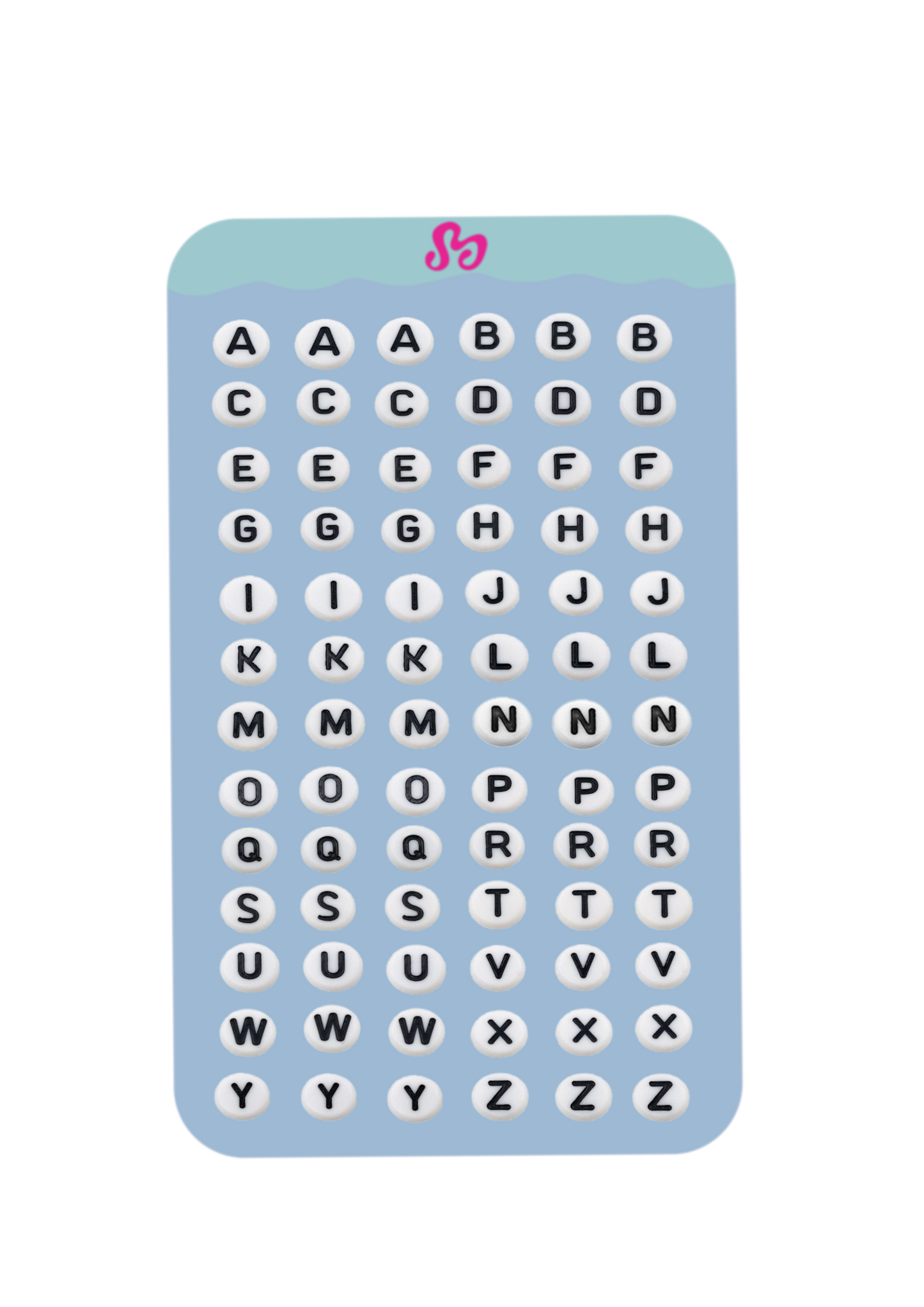 Bead letters sticker sheet