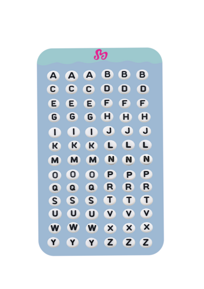 Bead letters sticker sheet